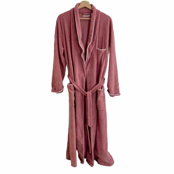 Vintage LL Bean Plush Robe w/ Belt & Pockets Womens Medium Pink - Picture 1 of 7
